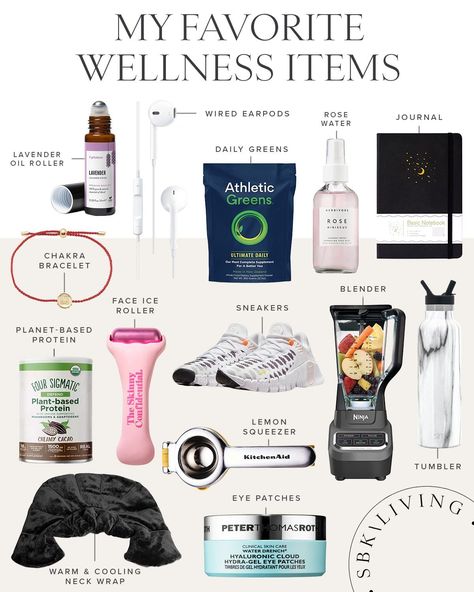 HEALTH / I'm sharing my favorite wellness items including a complete list of daily healthy habits that literally changed my life! Check out the details and how you can get started with just a few things and minutes a day. | SBK Living Beauty Things To Buy, How To Not Care, Wellness Wishlist, Healthy List, Selfcare Day, Self Care List, Wellness Tools, Wellness Day, Self Care Essentials