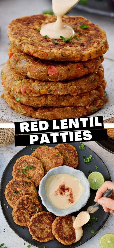 Lentil Patties Recipe, Red Lentil Recipes Easy, Red Lentil Patties, Vegan Patty, Vegan Chickpea Burger, Lentil Patties, Burger Patty Recipe, Lentil Recipes Easy, Lentil Recipes Healthy