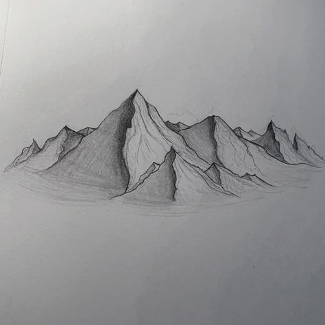 Mountain Ranges Drawing, Mountain Drawing Realistic, Pencil Sketch Background, Mountain Range Drawing Simple, Himalaya Drawing, Mountain Drawing Pencil, Sketching Mountains, Mountain Shading, Mountain Scene Drawing