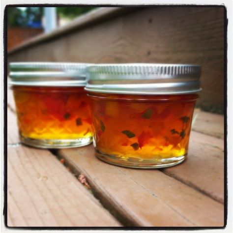 Four Pepper Jelly - Small Batch Canning Habenero Jelly, Habanero Pepper Jelly, Small Batch Canning, Jalapeno Jelly Recipes, Habanero Jelly, Orange Bell Pepper, Pepper Jelly Recipes, Red Pepper Jelly, Jalapeno Jelly