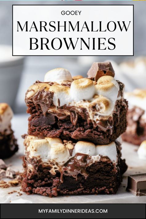 Easy Homemade Marshmallow Brownies Mini Marshmallows Recipes, Marshmallow Brownies, Smore Recipes, Homemade Marshmallow, How To Make Marshmallows, How To Make Waffles, Brownie Toppings, Dessert Photography, Recipes With Marshmallows