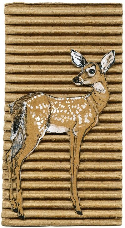 oh deer, Corrugated Cardboard Art, Drawing A Deer, Recycled Paper Crafts, Cardboard Box Crafts, Cardboard Painting, Cardboard Sculpture, Light Wall Art, Cardboard Art, Mom Art