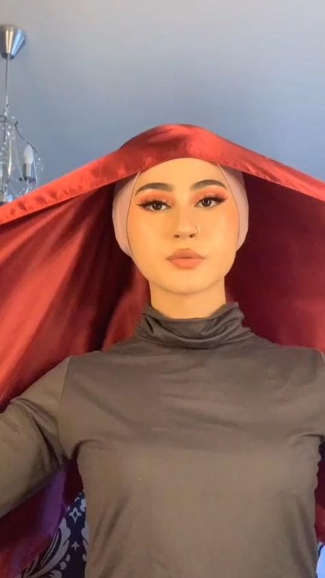 Pin on Hijab Fashion Hijab Veil Style, Outfits With Scarf On Head, Tutorial Turban Hijab, Hijab Style Turban, Ootd Turban Style, Turban Outfit Street Style, Turban Style Outfits, Turban Hijab Outfit, Turban Style Tutorial