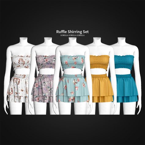 Ruffle Shirring Set | Gorilla Gorilla Gorilla on Patreon Gorilla Gorilla, Play Sims 4, The Sims 4 Pc, Pelo Sims, Free Sims 4, Sims 4 Game Mods, Sims 4 Body Mods, Sims 4 Cc Folder, Tumblr Sims 4