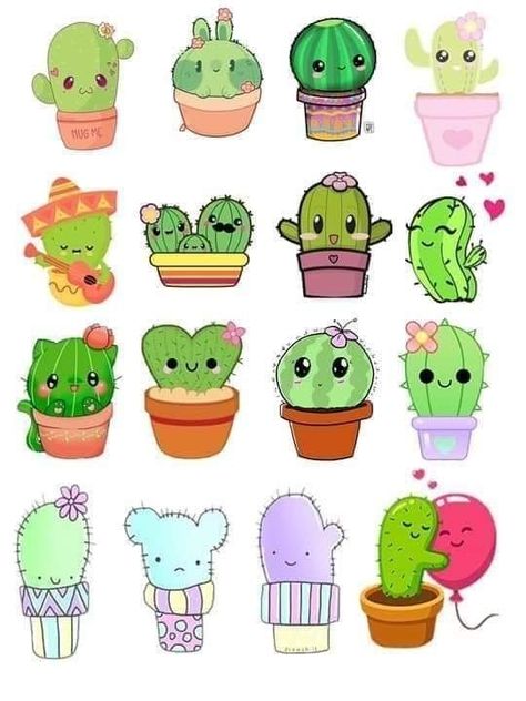 Cactus Drawing, Doodle Frame, Doodle Art Drawing, Cute Doodles Drawings, Cute Doodle Art, Kawaii Doodles, Doodle Art Designs, Mini Drawings, Kawaii Stickers