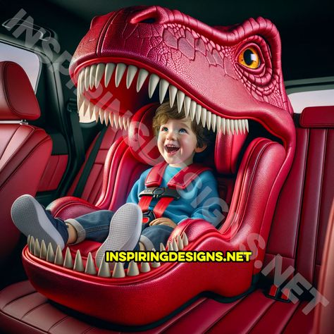 These Dinosaur Shaped Car Seats Will Make Your Kids Love Car Rides! Amazing Miniatures, Bathroom Redecorating, Car Rides, Car Ride, Love Car, My Dream Car, Just For Fun, T Rex, Car Seat