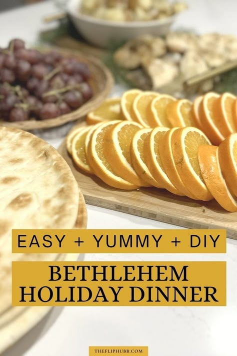 Want a unique and easy holiday Christmas recipe the whole family will love? Check out our top Bethlehem dinner recipes and ideas - perfect for holiday entertaining or as a fav family dinner idea. Check out what I put on our Bethlehem Christmas dinner menu. Serve this on Christmas eve or even as the main course on Christmas. Holiday eating made so easy! This Christmas themed dinner will be a hit with the kids! Easy Bethlehem dinner menu ideas for Christmas. Christmas Food Dinner Family Traditions, Relief Society Christmas Dinner, Christmas Themed Dinner, Bethlehem Dinner, Christmas Main Course, Dinner Menu Ideas, Bethlehem Christmas, Recipes Holiday, Christmas Dinner Menu