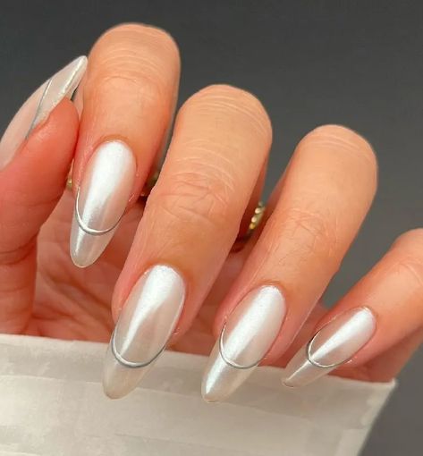 20 Stunning Chrome French Tip Nails Designs to Try in Summer 2023 | Acrylic Nails Chrome, Ombre Chrome Nails, Chrome French, White Chrome Nails, Engagement Nails, Pink Chrome Nails, Chrome Nail Art, Chrome Nails Designs, French Tip Nail Designs