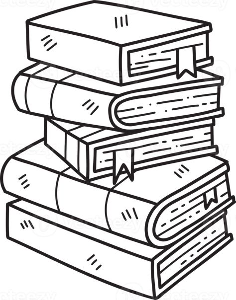 How To Draw A Book Stack, Book Stack Drawing Easy, How To Draw A Stack Of Books Easy, Stacked Books Illustration, Books Stacked Drawing, How To Draw A Stack Of Books, Book Stack Outline, Book Doodles Easy, Stacked Books Drawing