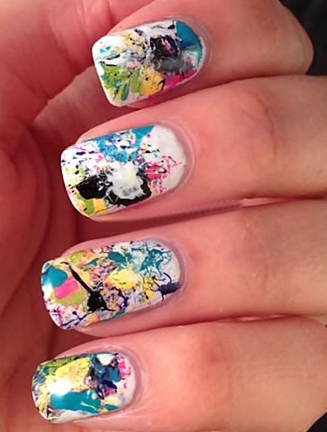 A Splash of Graffiti Nail Art Graffiti Nail Art, Artsy Nails, Graffiti Nails, Neat Nails, French Tip Nail Art, Nail Goals, Paint Splats, Crazy Nail Art, Top Nails