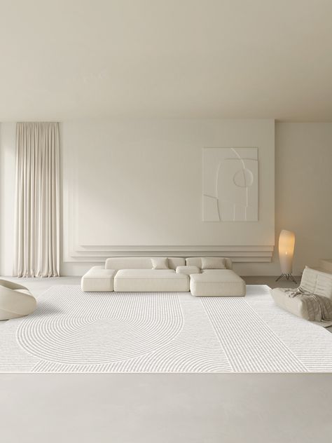 Modern Line Living Room Carpet Gray Geometric Bedroom Rug Thicken Fluffy Soft Alfombra Oversized Dining Room Rug Placement, Off White Interior, Rugs Next To Bed, White Carpet Living Room, Clean Living Room, Living Room Rug Placement, Large Modern Rugs, Modern Round Rugs, Rugs For Dining Room