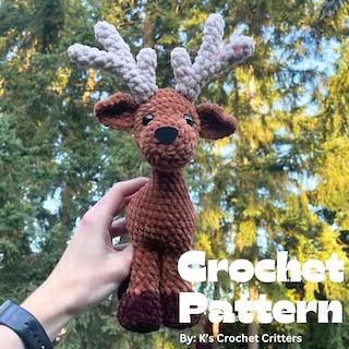 KsCrochetCritters - Etsy Canada Crochet Deer Antlers, Crochet Deer Pattern Free, Etsy Crochet Patterns, Crochet Deer Pattern, Deer Crochet Pattern, Reindeer Crochet Pattern, Reindeer Amigurumi, Reindeer Crochet, Deer Crochet