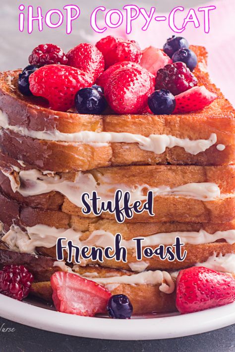 Ihop Stuffed French Toast Recipe, Ihop French Toast, Easy Stuffed French Toast, Cream Cheese Stuffed French Toast, Sweet Board, Cream Cheese Sandwiches, Stuffed French Toast Cream Cheese, Vanilla Cream Cheese, Stuffed French Toast