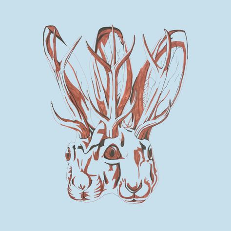 #jackalope #jackrabbit #rabbit #teepublic #teepublicshirts #teeshirt #blueshirt #blue #blueandbrown #art Deck Paint, Jack Rabbit, Printmaking, Block Print, Peace Gesture, Science Fiction, Skeleton, Tshirt Designs, Art Print