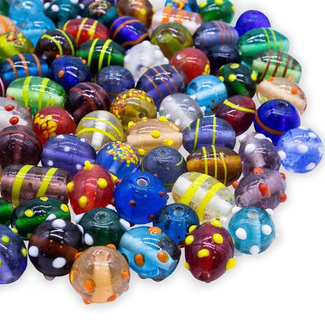 PRICES MAY VARY. Beautiful glass bead mix of lampwork murano and other unique glass beads. Assorted small and large jewelry making beads for crafts, necklace beads, bracelet beads, and other jewelry making projects. DIY jewelry making is a fun way to express your inner fashonista 100-120 PCS bulk glass beads mix - various bead and hole sizes for a variety of unique beading projects Crafting beads with colorful designs and shapes. Perfect for Instagram or Etsy small shop owners!  Bulk Assorted Gl Selling Succulents, Nail Embellishments, Lampwork Bracelets, Necklace Beads, Craft Sewing, Small Beads, Jewelry Making Project, Bracelets And Necklaces, Making Beads