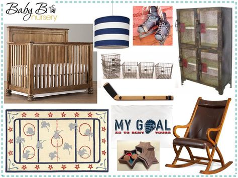 Vintage Hockey inspired nursery Hockey Nursery, Vintage Sports Nursery, Hockey Bedroom, Nursery Baby Boy, Sports Nursery, Hockey Room, Nursery Boy, Hockey Baby, Vintage Hockey