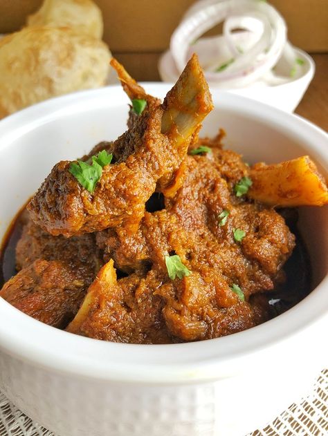 Kosha Mangsho | Bengali Mutton Curry | Tempting Treat Mustard Oil, Coriander Powder, Coriander Leaves, Gluten Free Rice, Steamed Rice, Garlic Paste, Red Chilli, Chilli Powder, Garam Masala