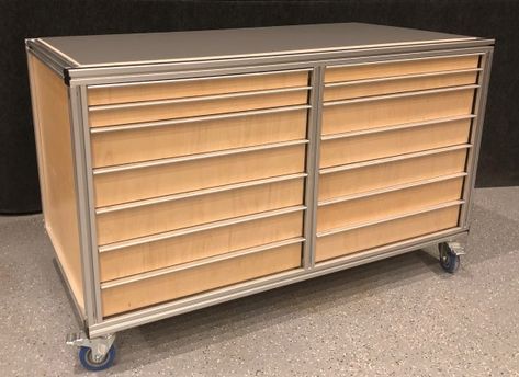 Tool Shop Organization, Organized Workshop, Mft Workbench, Tool Chest Organization, Aluminum Extrusion Design, Hobby Organization, Woodshop Ideas, Grabby Hands, Workshop Cabinets