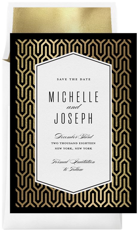 Elegant Art Deco by Eric Clegg Design | Greenvelope.com Formal Typography, Whimsical Words, Art Deco Invitations, Darjeeling Tea, Wedding Invitation Inspiration, Free Invitation Templates, Deco Pattern, Elegant Wedding Invitation, Digital Ink