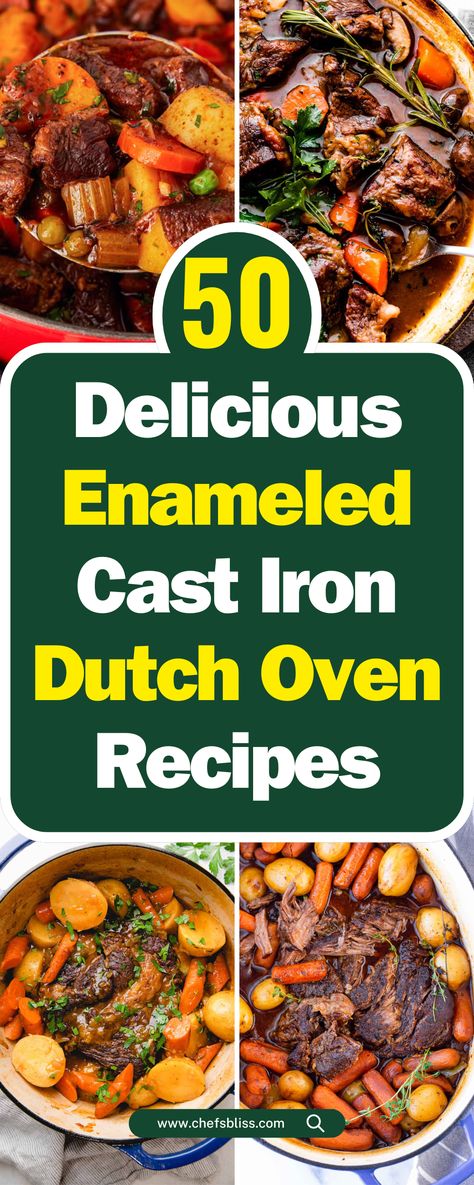 50+ Delicious Enameled Cast Iron Dutch Oven Recipes for Every Meal! – ChefsBliss What To Cook In A Cast Iron Dutch Oven, Healthy Soups In Dutch Oven, Cast Iron Enamel Cookware Recipes, Cast Iron Dutch Oven Breakfast Recipes, Enameled Dutch Oven Recipes, Cast Iron Pot Recipes Dutch, Recipes Using A Dutch Oven, Cooking In A Dutch Oven, Things To Cook In A Dutch Oven