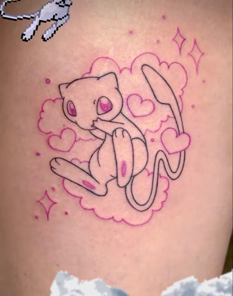 Ponyta Pokemon Tattoo, Shiny Pokemon Tattoo, Mew Art Pokemon, Espeon Tattoo Design, Kawaii Anime Tattoo, Poke Ball Tattoo, Mew Pokemon Tattoo, Lapras Tattoo, Pokémon Tattoo Ideas