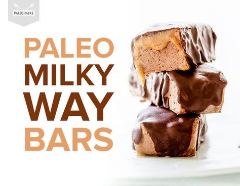 Paleo Milky Way Bars Milky Way Bars, Good Candy, Grass Fed Gelatin, Beef Gelatin, Gooey Caramel, Dessert Cookbooks, Guilt Free Dessert, Raw Cacao, Caramel Flavoring