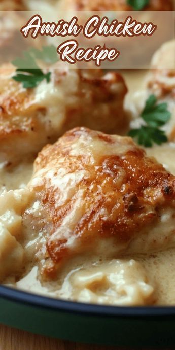 Amish Chicken Recipe Country Kitchen Recipes, Amish Wedding Chicken, Chicken Pieces Recipes Dinner Tonight, Amish Meals Dinners, Good Baked Chicken Recipes, Amish Baked Chicken, Chicken Pastry Southern, Chicken Recipes From Frozen, Amish Recipes Authentic Dinner