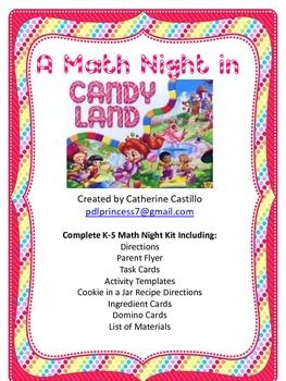 This is a complete math night kit with an awesomely enticing Candy Land theme!  Families will have a great time learning and practicing math with candy!  They will leave with a jar cookie mix to make at home and enjoy together!  Everything you need to organize a great parent involvement night! Candy Math, Family Math Night, Curriculum Night, Math Night, Elementary Curriculum, Parent Night, Winter Math, Parent Involvement, Math Groups