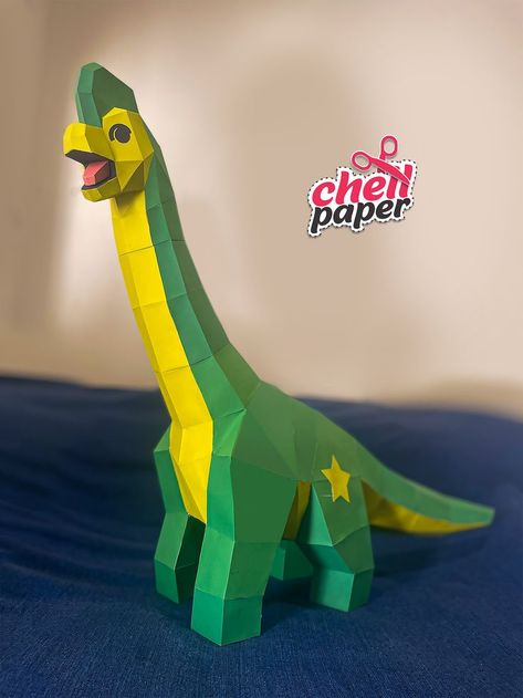 Long Neck Dinosaur, Learning French For Kids, Learning French, Paper Model, Long Neck, Instruction Manual, Learn French, Paper Toys, Paper Models