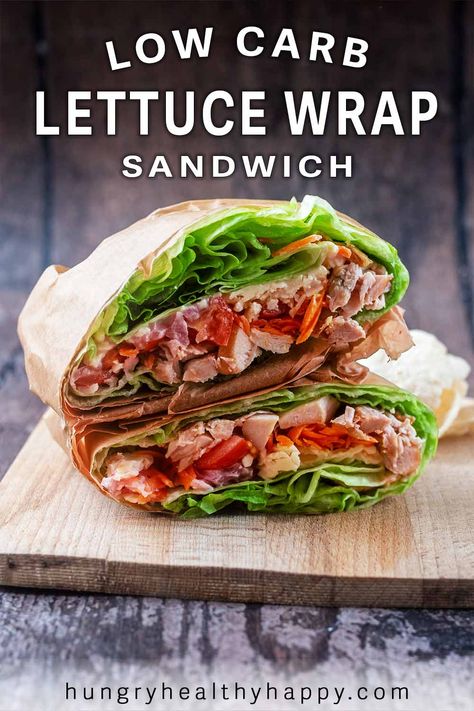 If you are looking for a low carb sandwich option, then this Lettuce Wrap Sandwich is it! All your favourite sandwich fillings, wrapped in some big lettuce leaves instead of a flour wrap. All the flavour, but less of the carbs. It's a healthy sandwich without bread. Lettuce Sandwich Wraps, Lettuce Wrap Sandwich, Low Carb Lettuce Wraps, Low Carb Sandwich, Healthy Caesar Salad, Lettuce Sandwich, Turkey Lasagna, Low Carb Sandwiches, Healthy Sandwich