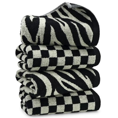 PRICES MAY VARY. Soft and Gentle - Made from premium cotton, these hand towels for bathroom are incredibly soft and absorbent, leaving you feeling refreshed and dry after every use Different Patterns - Set includes 2 styles of 4 cute hand towels to meet your different needs. Such as checkered bath towels, zebra kitchen towels Versatile Usage - These hand towels are not just for the bathroom! Use them at the gym, spa, gym, kitchen, dormitory, or while traveling for a cozy experience wherever you Gym Kitchen, Floral Bath Towels, Hand Towels For Bathroom, Spa Gym, White Hand Towels, Zebra Design, Black Towels, Hand Towels Bathroom, Cotton Hand Towels