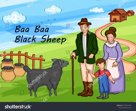 Nursery Rhymes Baa Baa Black Sheep for kids learning school education. Vector illustration #Ad , #AD, #Black#Sheep#Baa#Nursery Sheep For Kids, Baba Black Sheep, Baby Room Paintings, Education Vector, Sheep Drawing, Storytime Crafts, Baa Baa Black Sheep, Room Painting, Reference Art