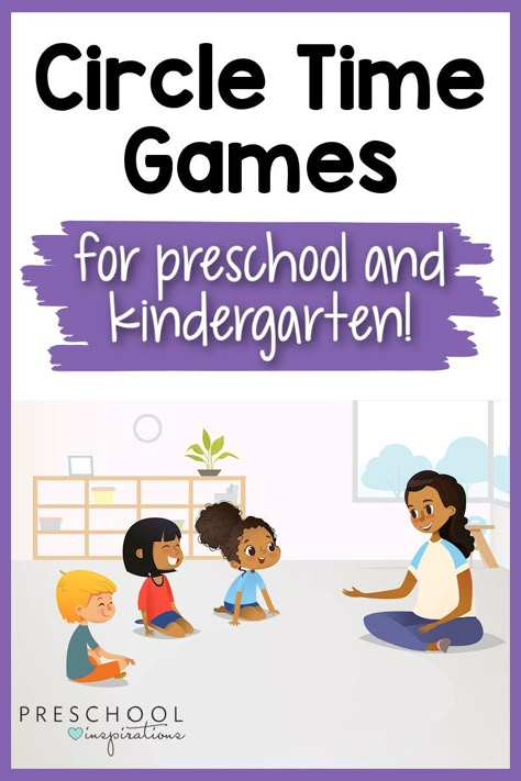 A list of fun games to use during circle time! These circle time games are appropriate for both preschool and kindergarten and include Hot Potato, Simon Says, Duck Duck Goose, and more! Then don't miss the rest of our free preschool games. Circle Time Math Games Preschool, Preschool Games Circle Time, Games For Circle Time, Carpet Games For Kindergarten, Fun Circle Time Games, Games For Circle Time Preschool, Circle Time Questions For Preschool, Circle Time Kindergarten Activities, Fun Circle Games