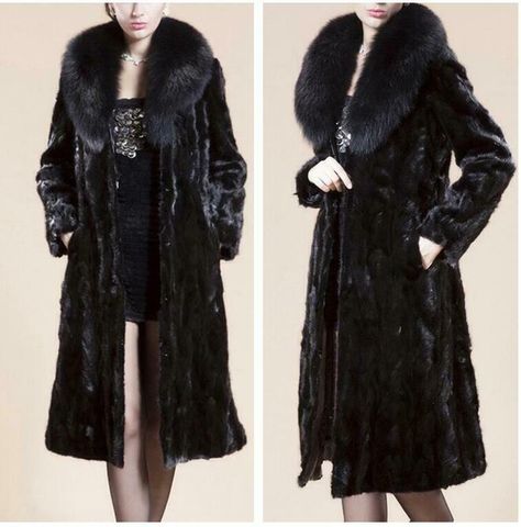 Black Fur Coat, Fur Lined Coat, Europe Style, Long Overcoat, Europe Fashion, Mink Fur, Warm Coat, Fur Collar, Fur Collars