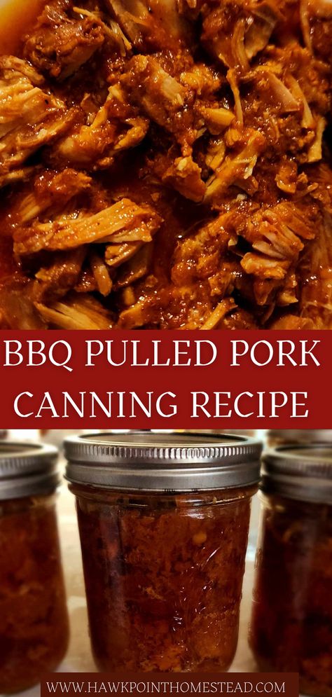 This BBQ pulled pork canning recipe is delicious and is a great example of awesome things that you can preserve in jars and have on your shelf ready to eat. This simple recipe is very easy to make. Mix up the ingredients for the sauce, then add the raw meat, put in the jars and pressure can. The jars of yummy pulled pork will be ready to eat or serve for company. Make pulled pork sandwiches or eat alone.  . Canned Pulled Pork Recipes, Canning Pulled Pork Meat, Canning Pork Roast, Canning Bbq Pulled Pork, Canning Pulled Pork Recipes, Pressure Canning Pork Loin, Pressure Canning Pork Recipes, Pressure Canning Pork Carnitas, Homemade Barbecue Sauce Pulled Pork