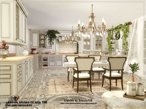 Sims 4 Cc Furniture Living Rooms, Parisian Kitchen, Parisian Bedroom, Royal Kitchen, Sims 4 Kitchen, Play Sims 4, Fancy Kitchens, Sims 4 House Building, Royal Furniture