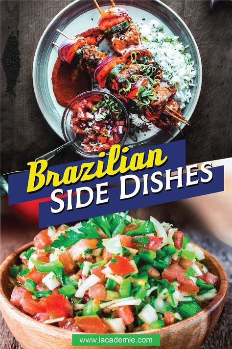 Side dishes in Brazilian style are fresh, tasty, and very straightforward. Brazilian Side Dishes, Steak Sides, Bean Dishes, Brazilian Dishes, Side Dishes For Chicken, Paleo Salads, Side Dish Recipes Easy, Salad With Sweet Potato, Brazilian Food