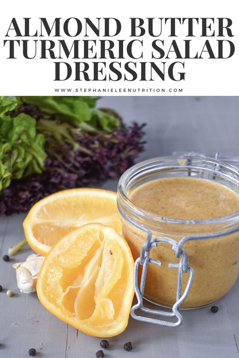 Turmeric Salad Dressing, Healthy Homemade Dressing, Almond Butter Dressing, Low Carb Dressing, Healthy Sauce, Butter Dressing, Vegan Dressings, Healthy Yummy Recipes, Stephanie Lee