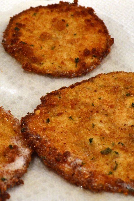 Pan-fried eggplant slices. To make iy Paleo, I used Almond meal, Parmesan cheese, and Italian seasoning - plus I salted the pieces after I put them in the pan. I used Red Palm Oil to fry. These turned out very yummy. I will make them again. Fried Eggplant Recipes, Pan Fried Eggplant, Zucchini Zoodles, Eggplant Recipes Easy, Fried Eggplant, Eggplant Dishes, Fried Foods, Eggplant Recipes, Seitan