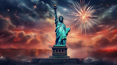 Photo usa independence day celebrations ... | Premium Photo #Freepik #photo Statue Of Liberty Photography, American Monuments, Statue Of Liberty Close Up, Statue Of Liberty At Night, Usa Independence Day, United States Capitol, Land Of The Free, July 4, Premium Photo