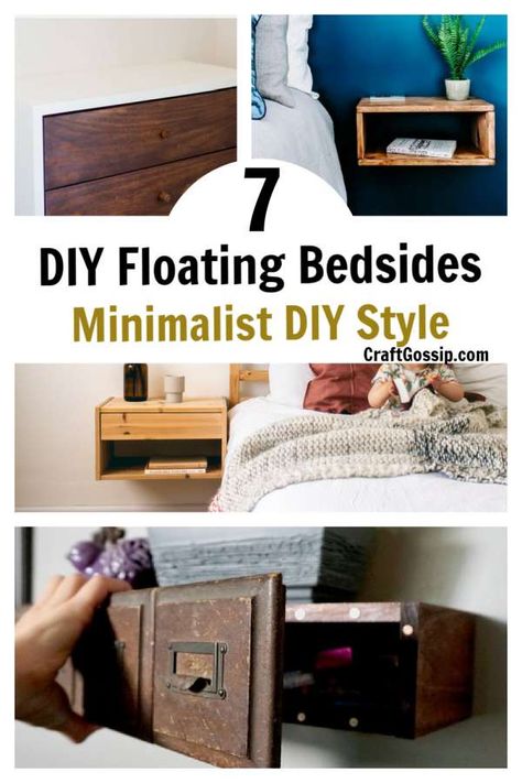 This roundup shows you how to make a floating styled bedside table for a stylish minimalistic look for your bedroom. These tutorials show you how to make your own bedside table using basic woodworking skills and basic tools. Find a … Read the rest Floating Night Stands, Unusual Bedside Tables, Minimalist Bedside Table, Floating Bedside Table, Basic Woodworking, Night Stands, Night Table, Basic Tools, Woodworking Skills