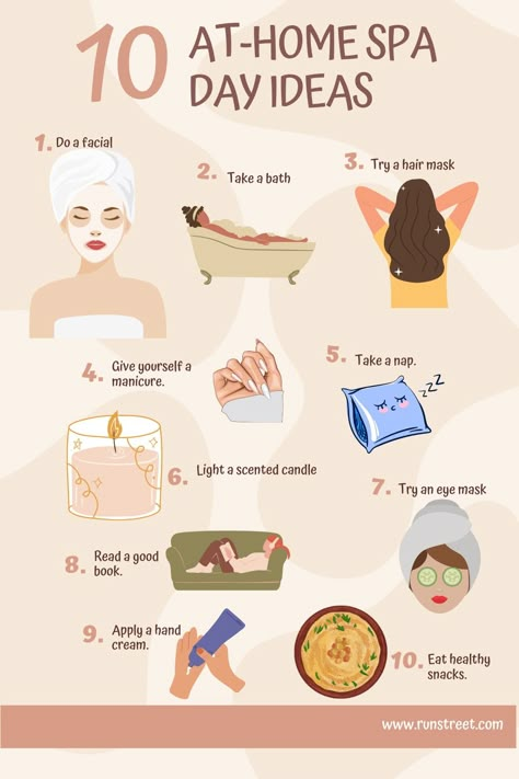 How to Take an At-Home Spa Day — Runstreet Quick Tip Of The Day, Relax Day Ideas At Home, Selfcare At Home, Girls Day Ideas At Home, How To Relax, Spa Date Night At Home, Diy Spa Gifts, Pamper Day, At Home Spa Day