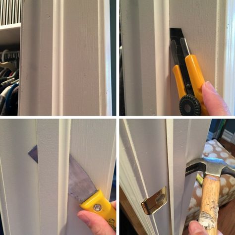 Removing Door Frame, Remove Door Frame, Redo House, Closet Redo, Closet Hardware, Saving Money Diy, Blogger Home, Single Shelf, Inside Door