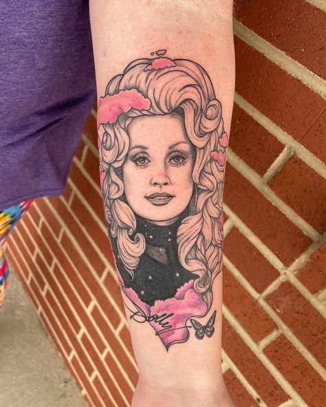 Dolly Tattoos, Gnarly Tattoos, Dolly Parton Tattoos, Cowboy Tattoo, Cosmic Cowgirl, Magnolia Tattoo, Cowboy Tattoos, Music Wallpapers, Stencil Outline