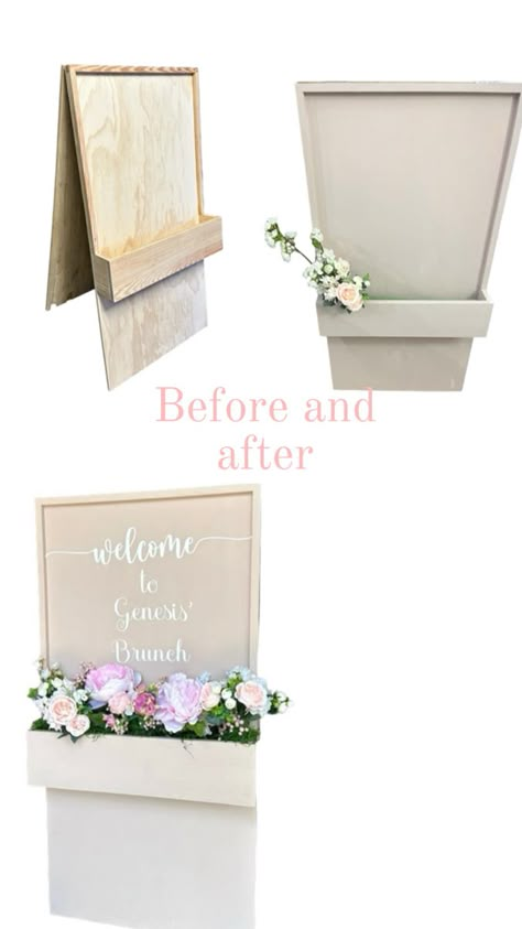 Wood sign perfect for brunch event, wedding, bridal showers and baby showers Flower Box Welcome Sign, Diy Welcome Sign, Wood Flower Box, Flower Box, Box Signs, Flower Boxes, Diy Flowers, Art Day, Welcome Sign