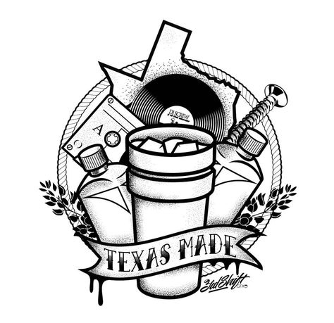 Dont Mess With Texas Tattoo, Screwston Houston Drawings, Texas Made Tattoo, Trap House Drawing, Texas Drawings, Texas Tattoo For Men, Texas Tattoo Ideas, Houston Texas Tattoos, Airbrush Tshirt