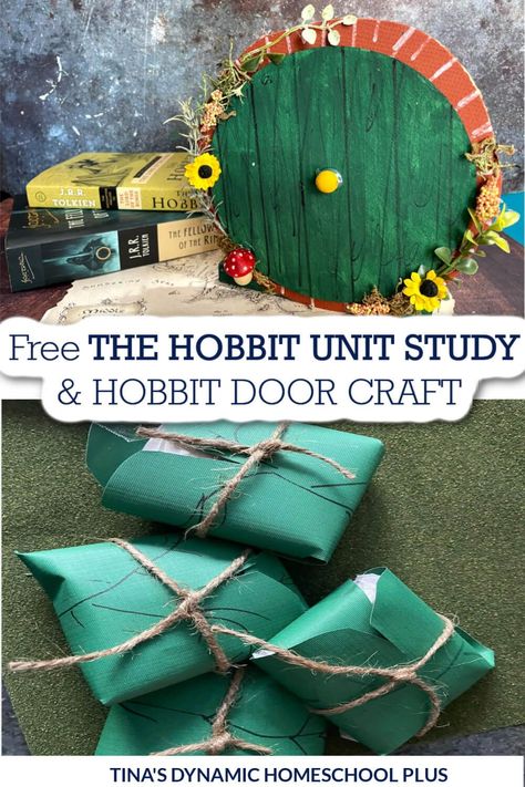 How to Make a Hobbit Door Craft and Fun The Hobbit Unit Study. I have a fun The Hobbit unit study. Also, grab more ideas on my Best Homeschool Unit Studies page. Besides Hobbit Day is September 22nd, and I have resources to create a hobbit unit study to celebrate. I love all of Tolkien’s book series and the movies as well. Too, they lend themselves very well to becoming a unit study.From character analysis to vocabulary, and research to artwork I have enough to fill a day or a few weeks. Hobbit Day, Homeschool Unit Studies, Literature Unit Studies, Hobbit Book, Book Club Activities, Hobbit Party, Hobbit Door, Unit Studies Homeschool, Hobbit Art