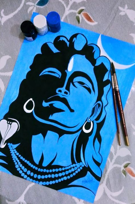 🙏🙏 Sivan Lord Painting Canvas, Shiv Ji Easy Painting, Shiv Painting Canvases Easy, Mahadev Canvas Painting, Shiv Sketch, Colourful Sketches, Mahadev Painting, Mirror Canvas Art, Wall Painting Ideas