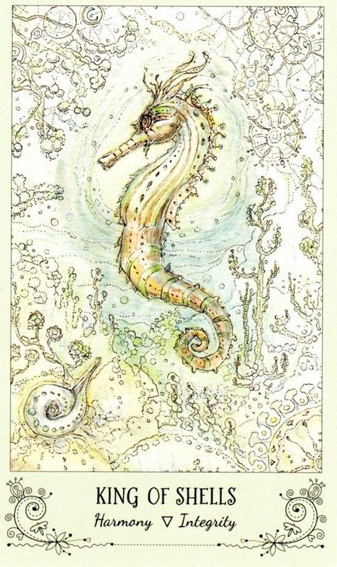 King of Shells - Card from Spiritsong Tarot Deck Tarot By Cecelia, Spirit Song, Tarot Decks Art, King Of Cups, All Tarot Cards, Animal Tarot, Highest Self, Oracle Tarot, Spirit World