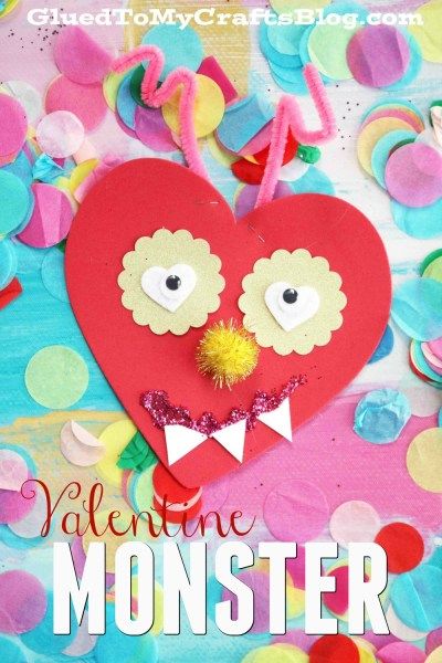 Craft Foam Heart Valentine Monsters - Valentine's Day Kid Craft Idea Love Monsters, Toddler Valentine Crafts, Idea Craft, Valentine Art Projects, Monster Valentines, Monster Craft, February Crafts, Heart Shaped Valentines, Valentine's Day Crafts For Kids